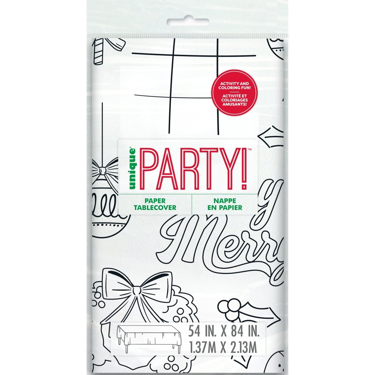 Christmas Fun -Coloring Paper Tablecover 54 X 84 In.