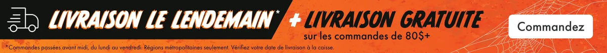 Livraison le lendemain + livraison gratuite sur les commandes de 80 $ et plus