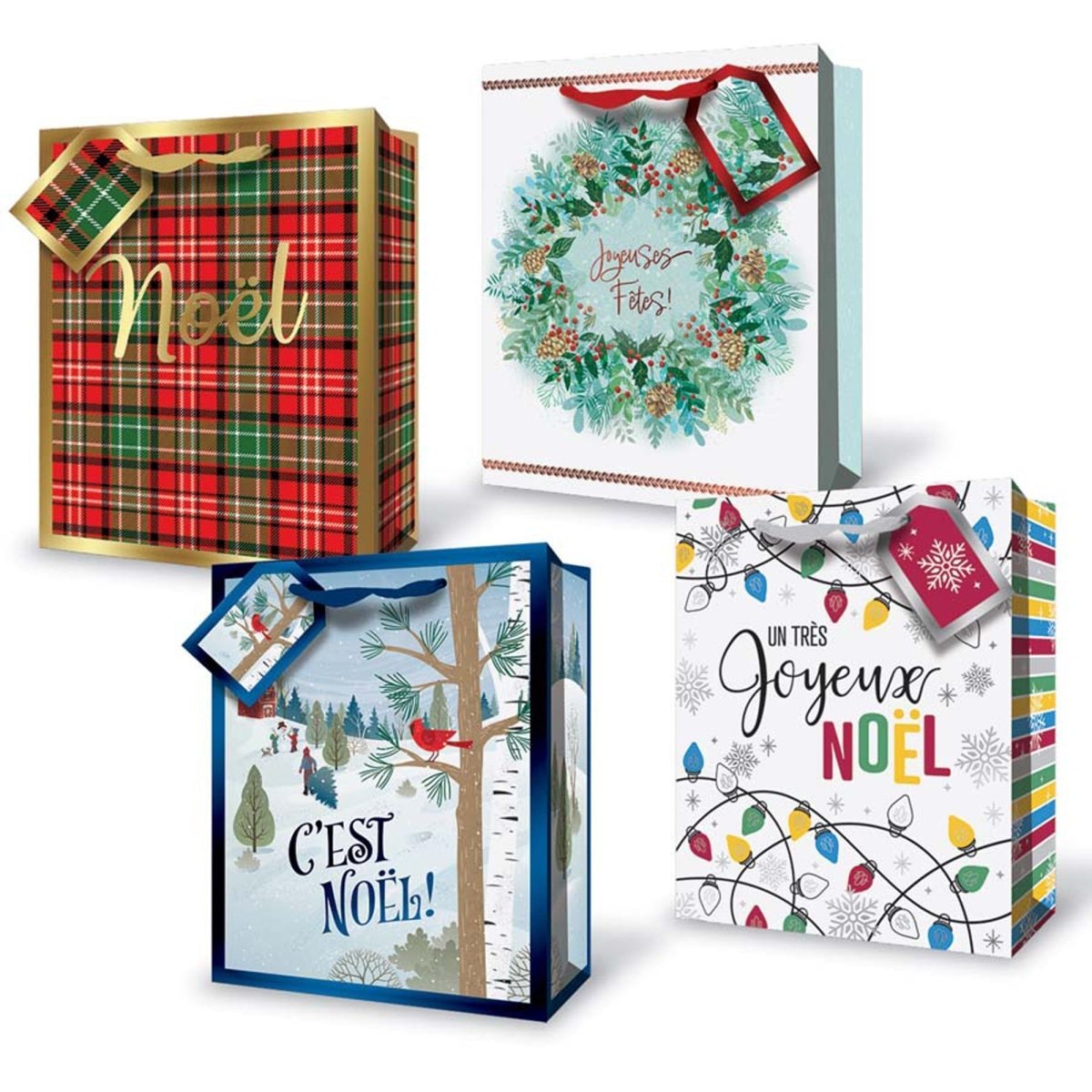 A-LINE Christmas Medium Christmas Gift Bag, French Version, Assortment, 1 Count 882636988449