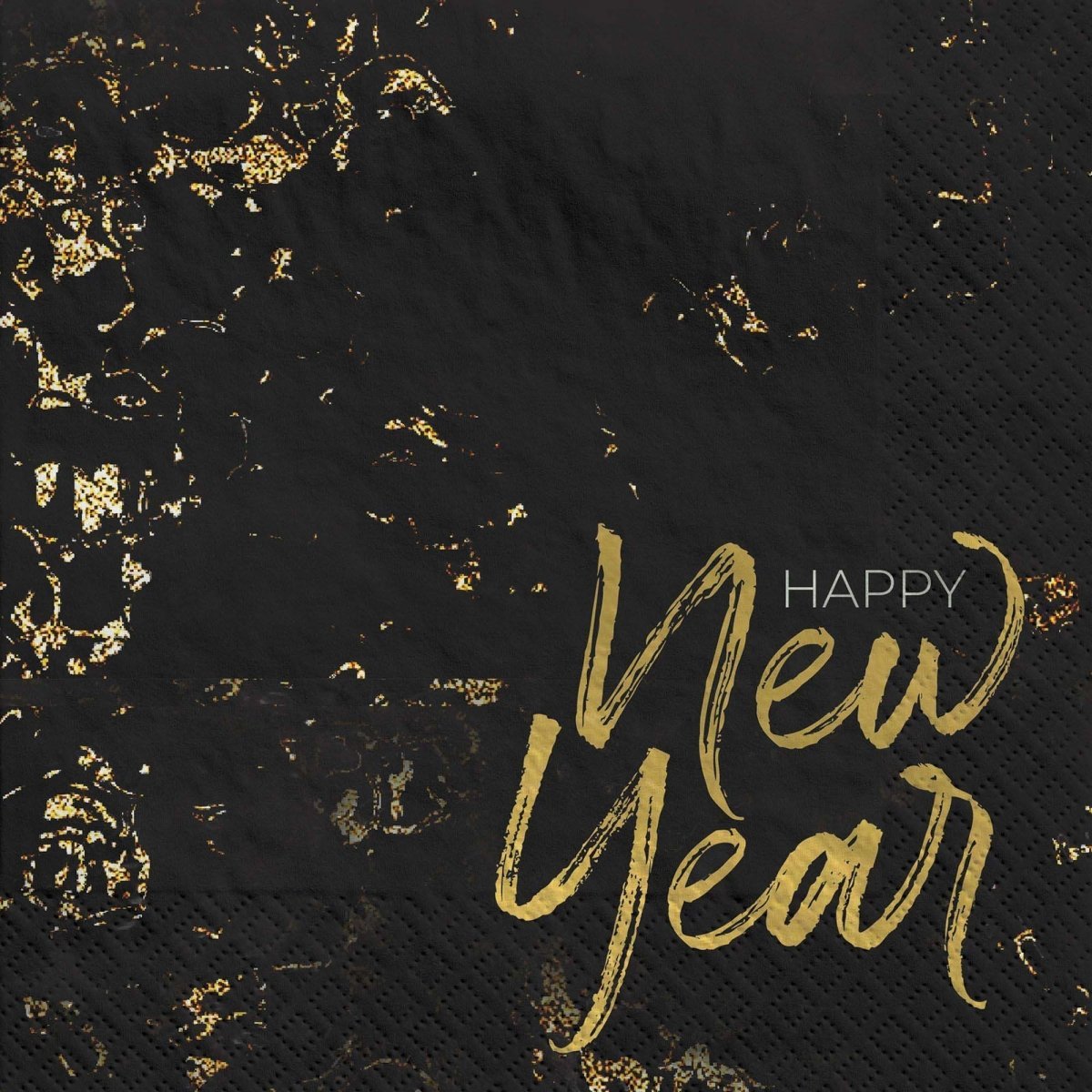 AMSCAN CA New Year Cheers for the NY Large Lunch Napkins, Black and Gold, 40 Count 192937463550