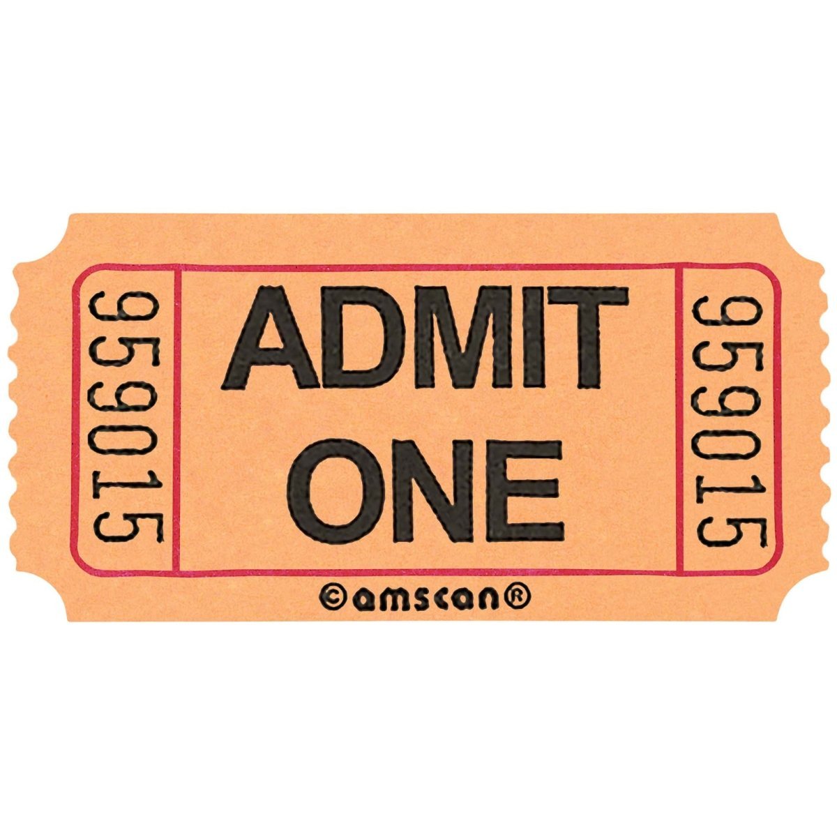 AMSCAN CA Party Supplies Single Ticket Roll, Orange, 2000 Count 013051690830