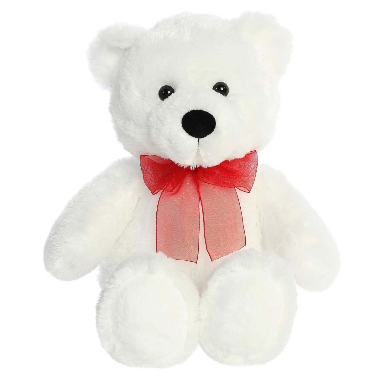 Aurora World Valentine's Day White Bear Plush with Red Bow, 22 Inches, 1 Count 092943502789