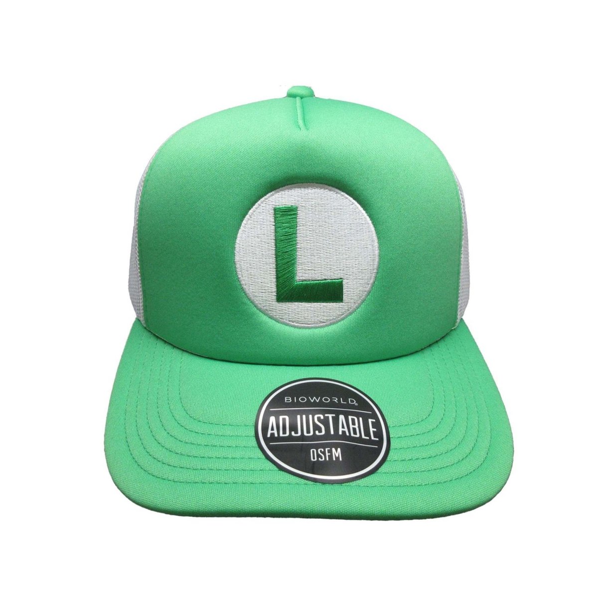 BIOWORLD Kids Birthday Luigi Green Snapback Cap with White Mesh Back for Adults, Super Mario 661261346254