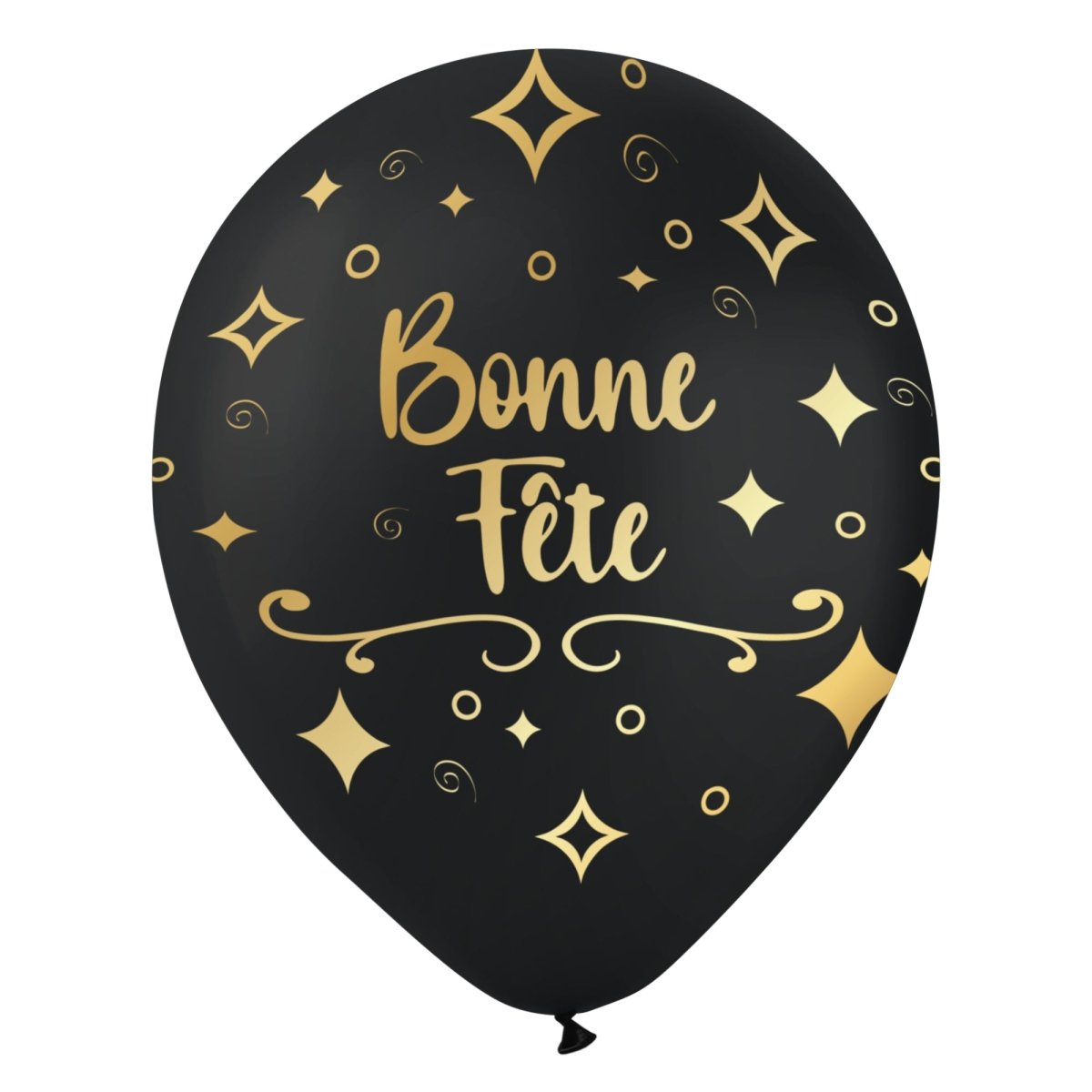 BK LATEX General Birthday Black "Bonne Fête" Latex Balloons, Gold, 12 Inches, 15 Count 840482502193