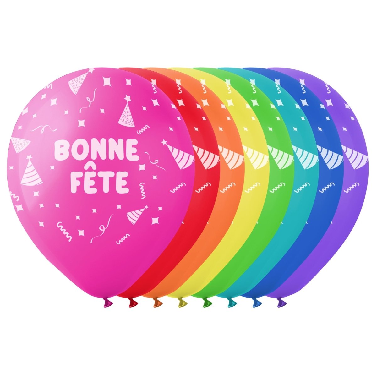 BK LATEX General Birthday Bright Rainbow "Bonne Fête" Latex Balloons, 12 Inches, 15 Count 840482502131