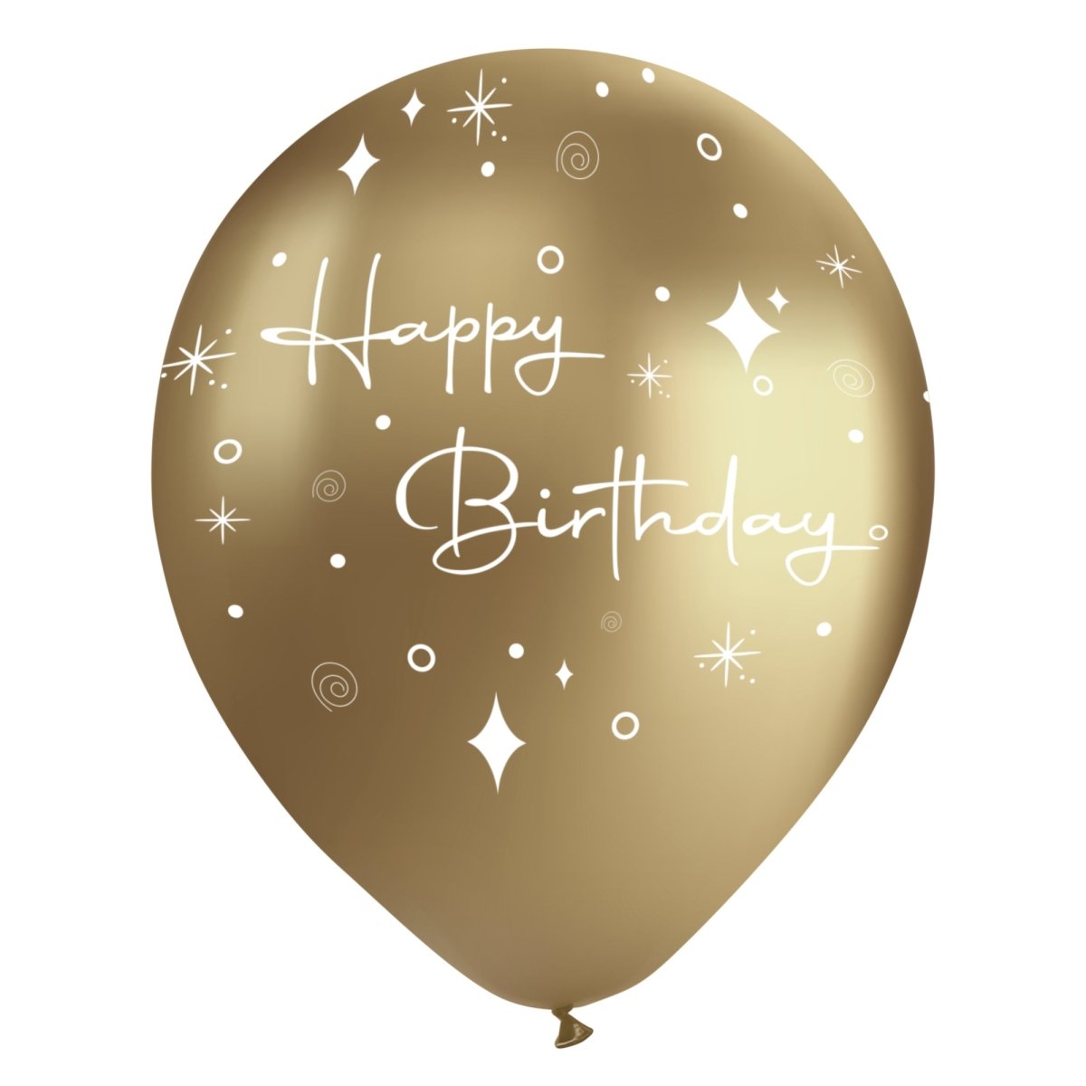 BK LATEX General Birthday Chrome Gold Happy Birthday Latex Balloons, White, 12 Inches, 15 Count 840482502285