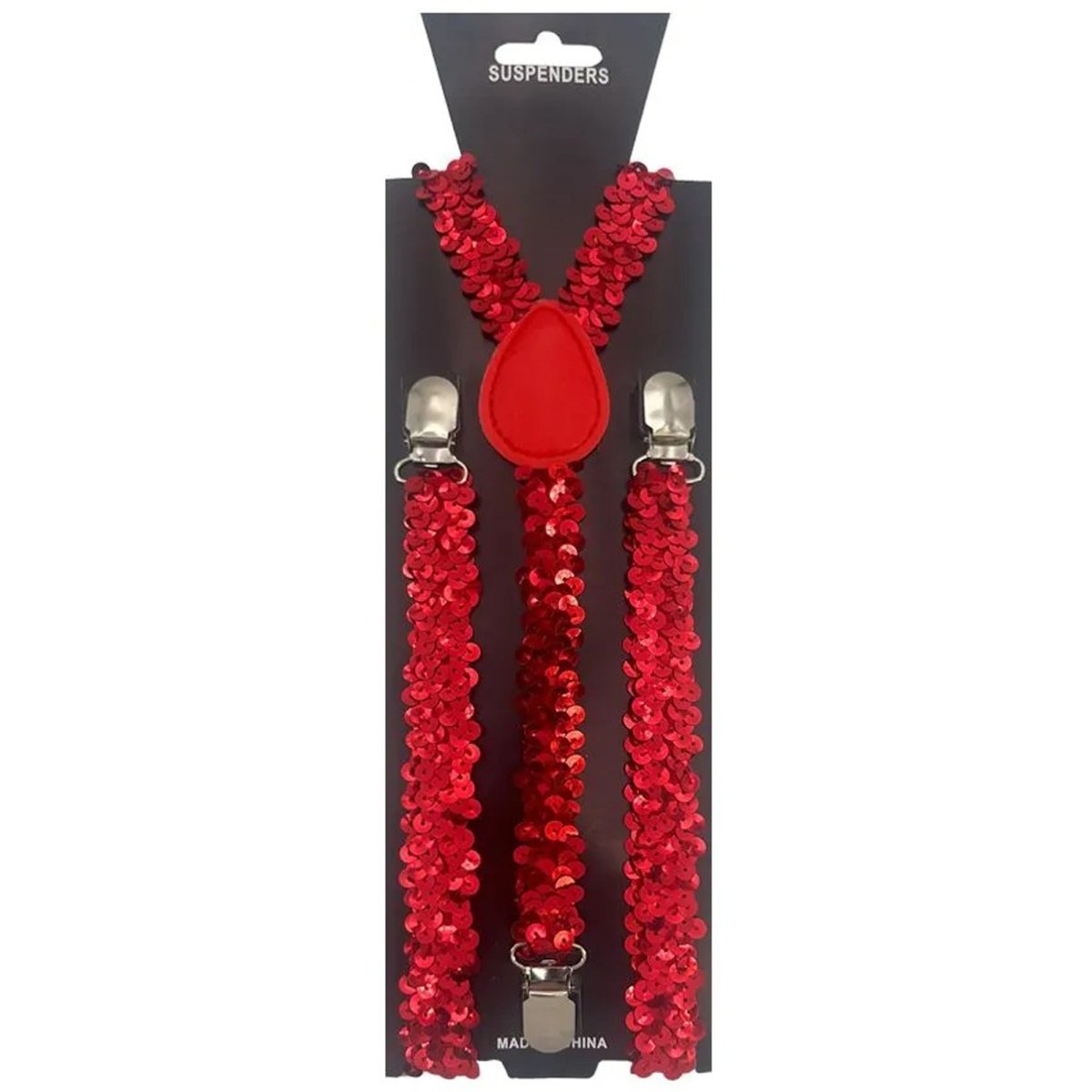 BUY4STORE Costume Accessories Red Sequin Suspenders for Adults 840482507792