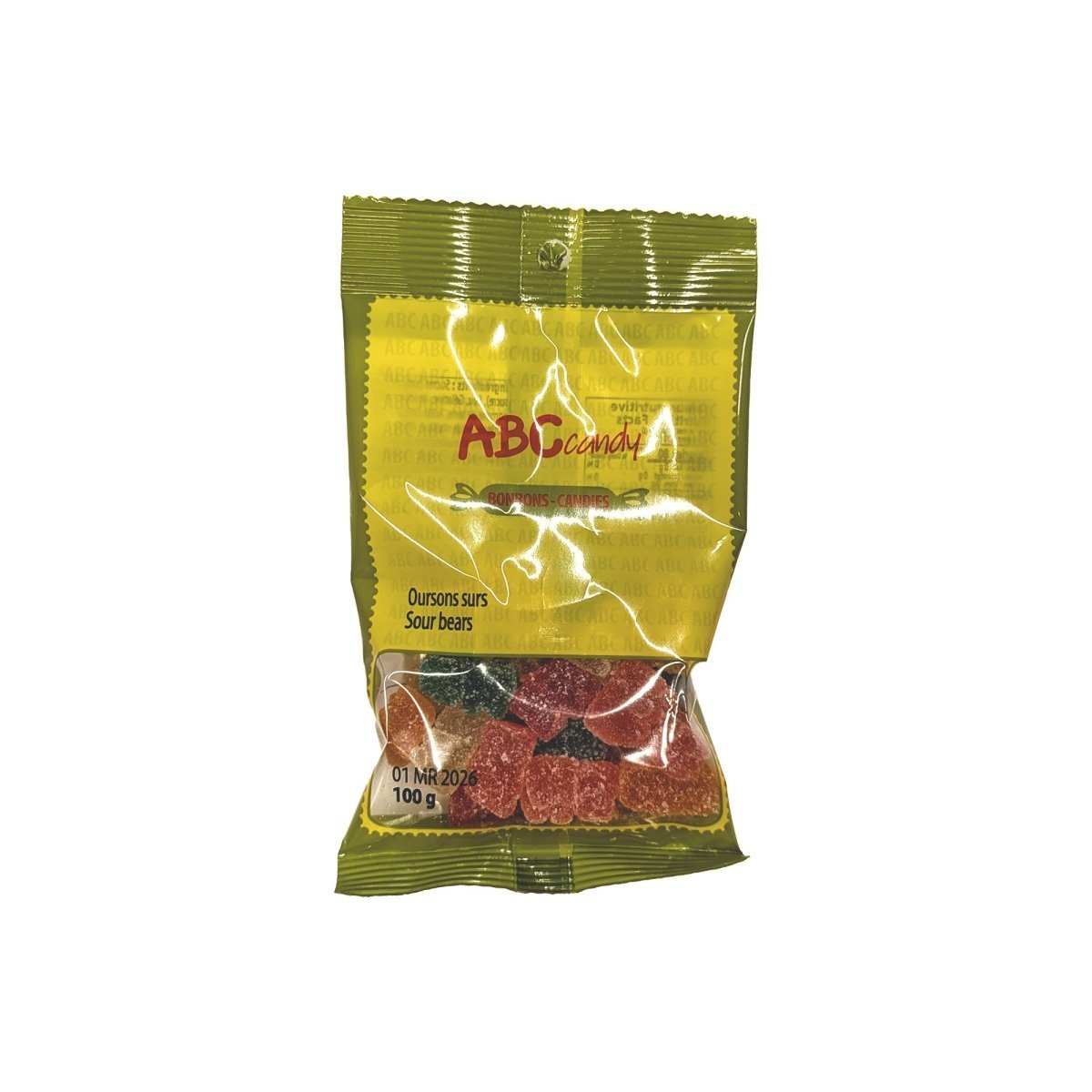 CONFISERIE ABC Impulse Buying Sour Bear Candies, 100g, 1 Count 099854459973