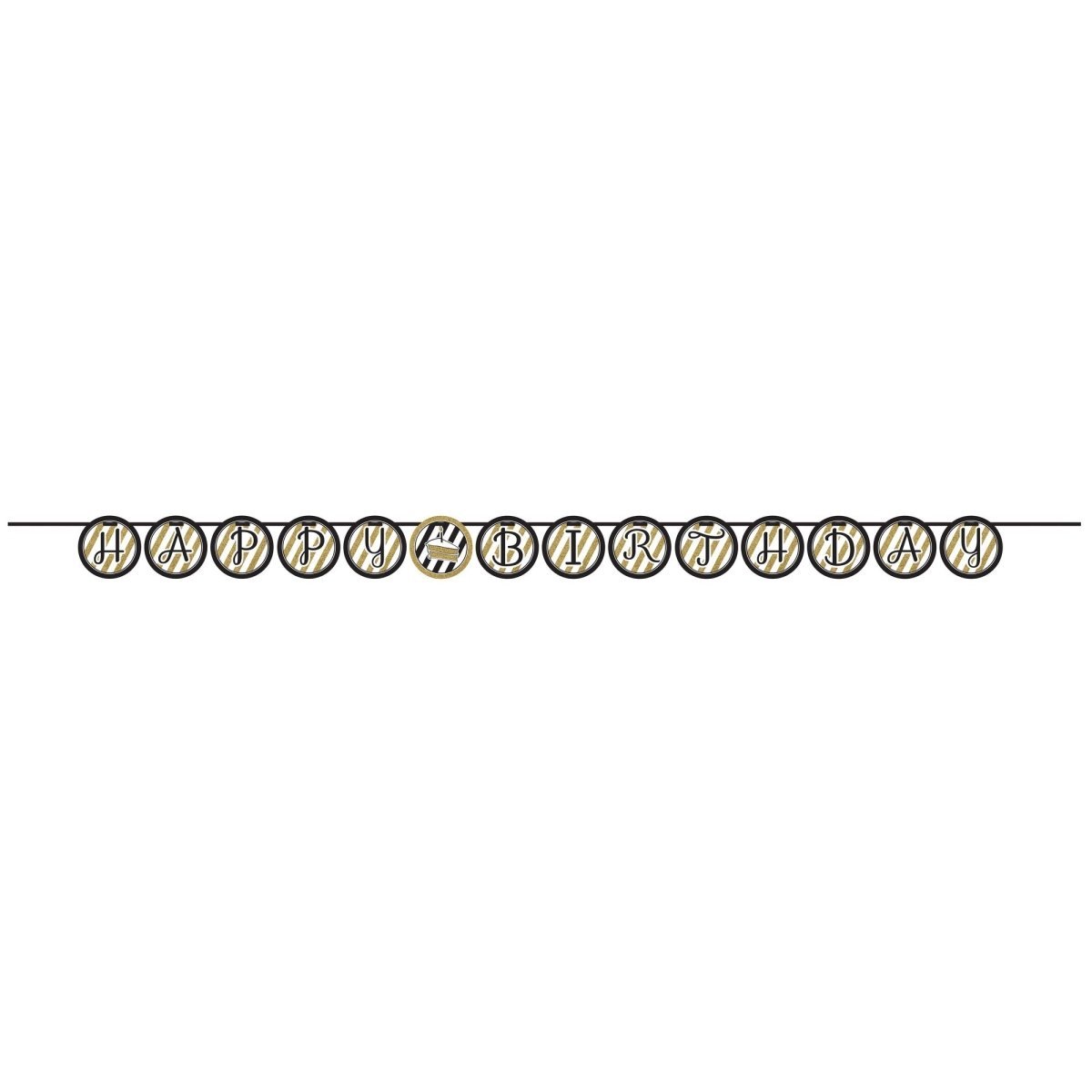 CREATIVE CONVERTING Age Specific Birthday Black and Gold Happy Birthday Banner, 120 Inches, 1 Count 039938340711