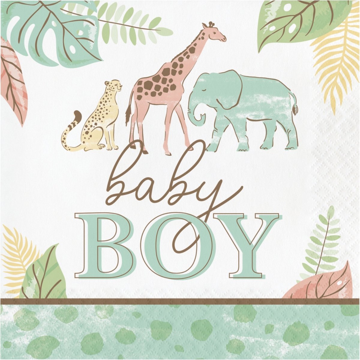 CREATIVE CONVERTING Baby Shower Safari Baby Boy Large Lunch Napkins, 16 Count 196504000780