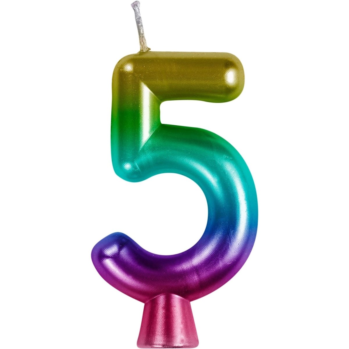 CREATIVE CONVERTING Cake Supplies Metallic Rainbow Number 5 Birthday Candle, 1 Count 196504194564