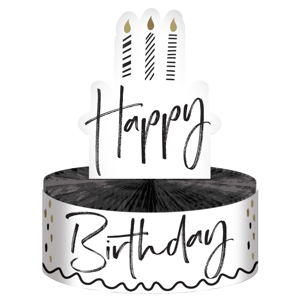 CREATIVE CONVERTING General Birthday Golden Wishes Happy Birthday Table Centerpiece, 1 Count 196504194281