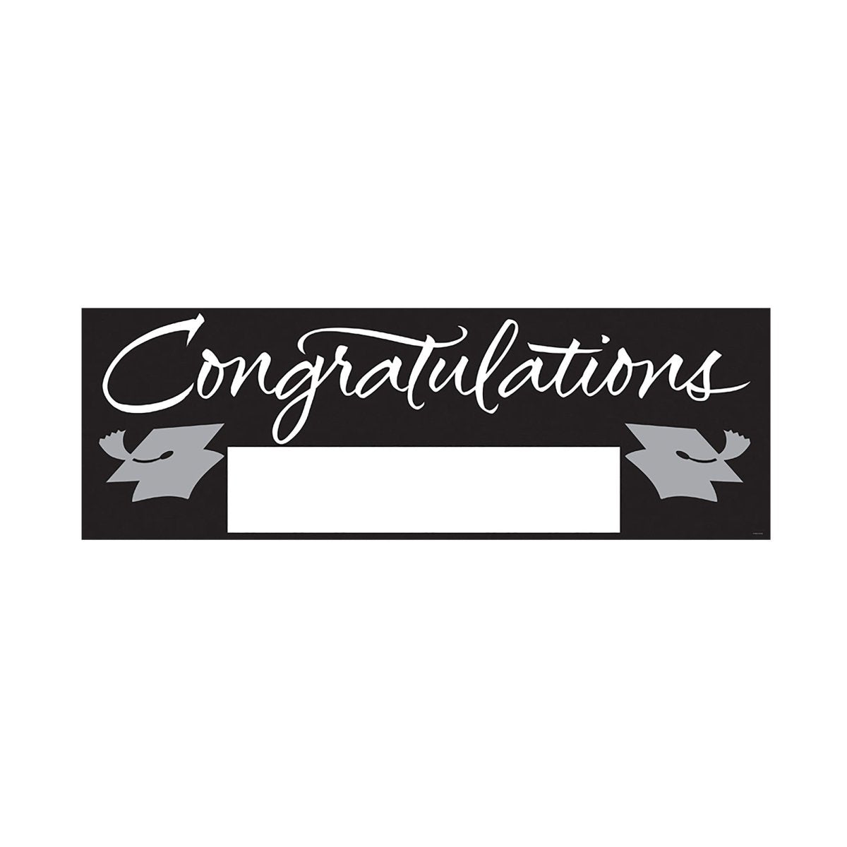 CREATIVE CONVERTING Graduation Fill-In Giant Graduation Banner, Black and Silver, 60 Inches, 1 Count 073525813844
