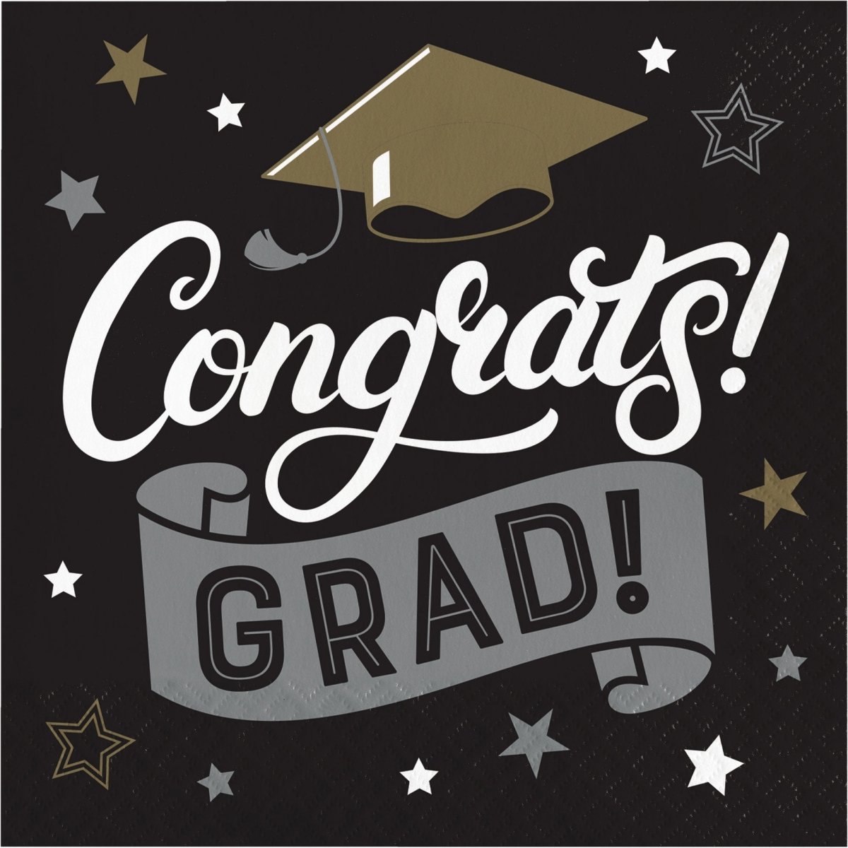 CREATIVE CONVERTING Graduation Grad Glamor Large Lunch Napkins, 16 Count 039938997410