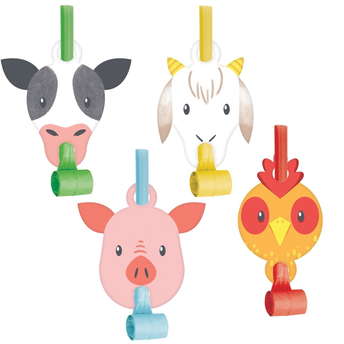 CREATIVE CONVERTING Kids Birthday Farm Animals Birthday Blowouts, 8 Count 039938981815