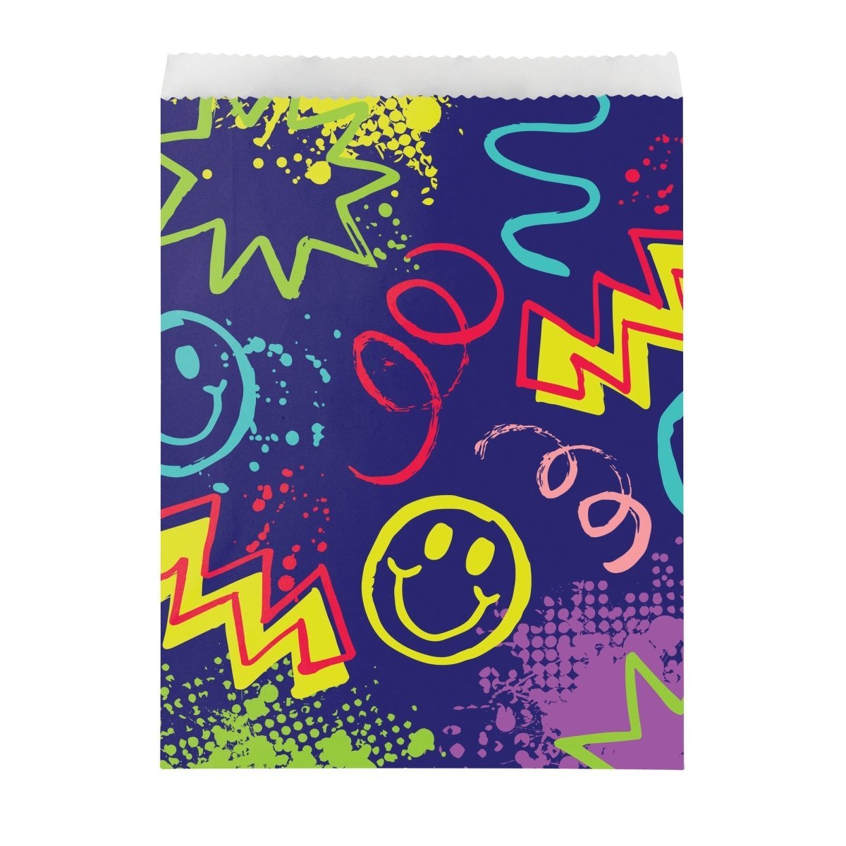 CREATIVE CONVERTING Kids Birthday Graffiti Party Birthday Paper Treat Bags, 8.75 x 6.5 Inches, 8 Count 196504193246