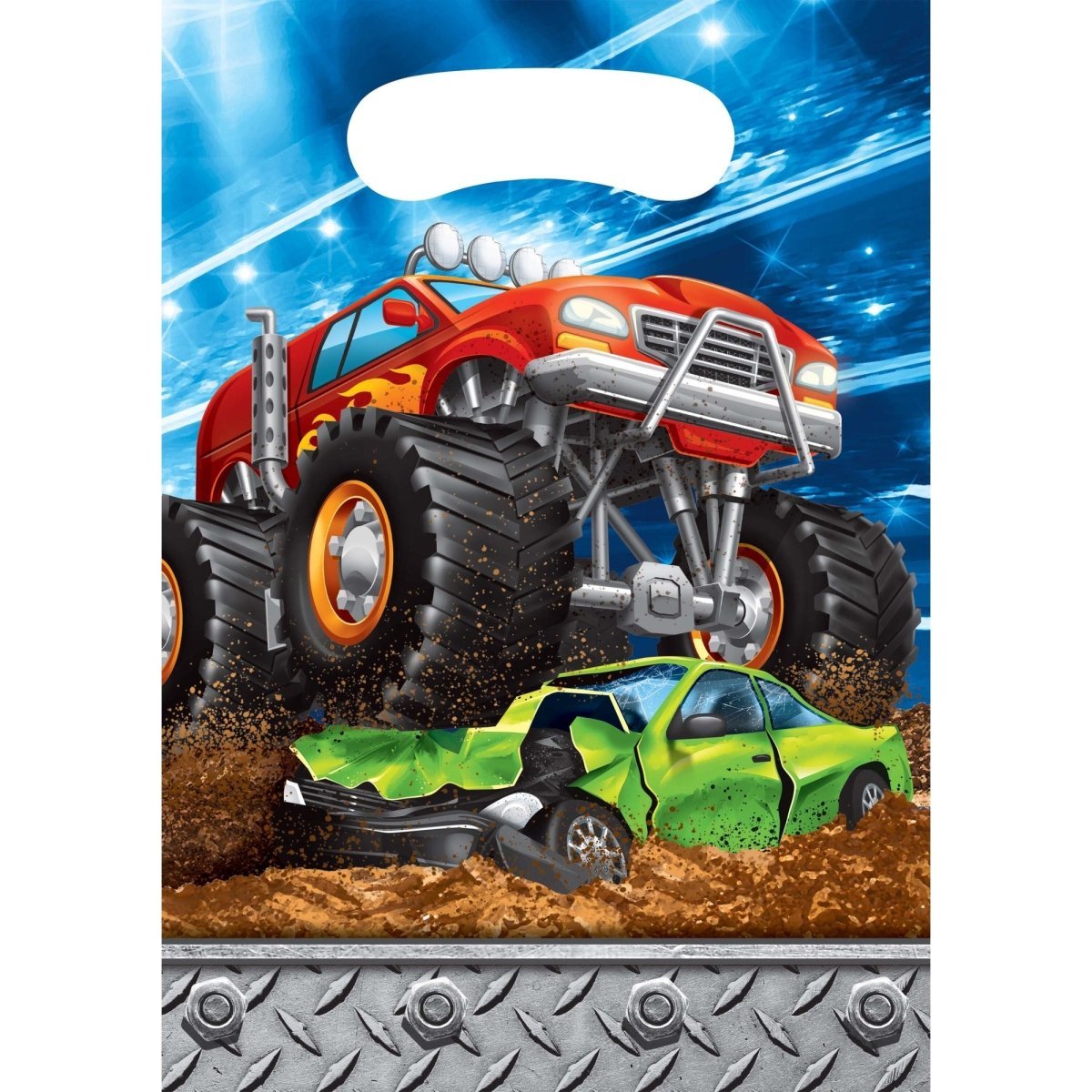 CREATIVE CONVERTING Kids Birthday Monster Truck Rally Birthday Favour Bags, 8 Count 039938621728