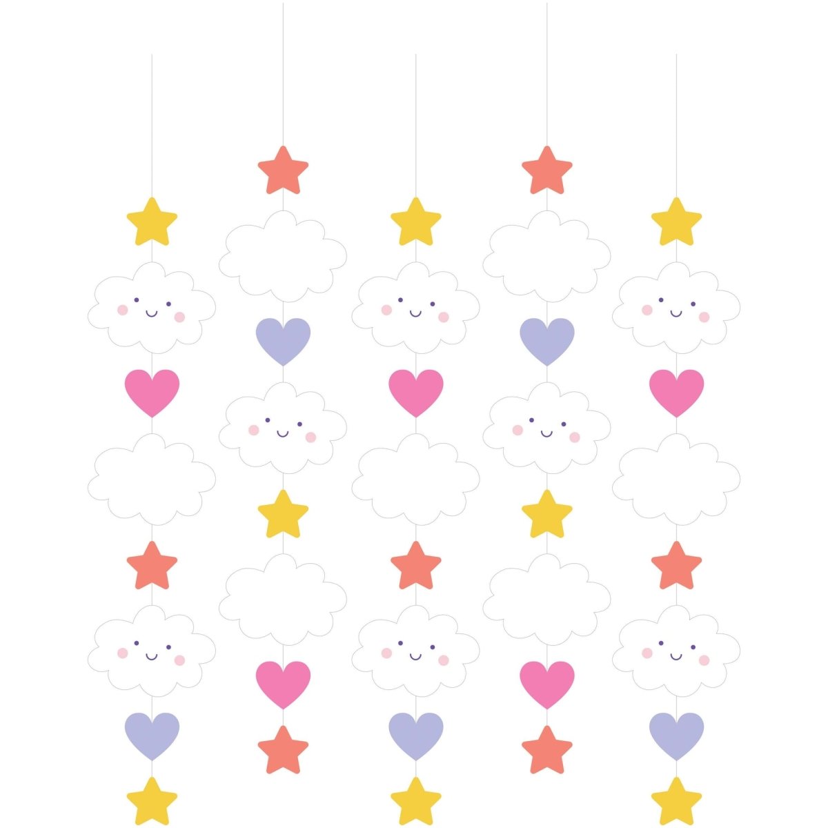 CREATIVE CONVERTING Kids Birthday Sweet Dreams Birthday Hanging Cutouts, 5 Count 196504193642