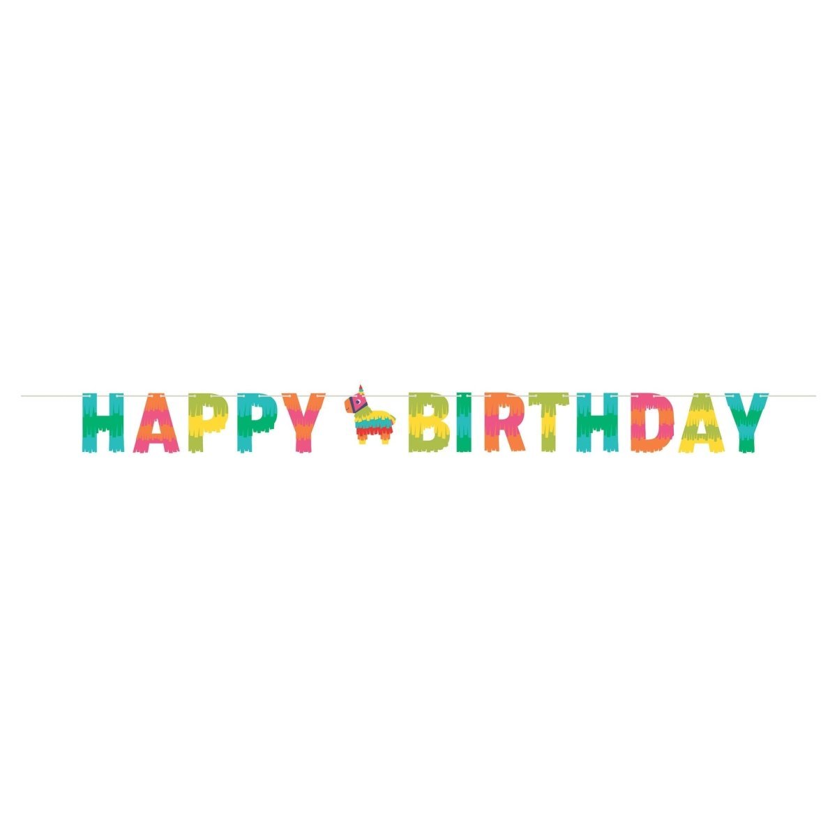 CREATIVE CONVERTING Theme Party Mexican Fiesta Happy Birthday Letter Banner, 96 Inches, 1 Count 039938622541