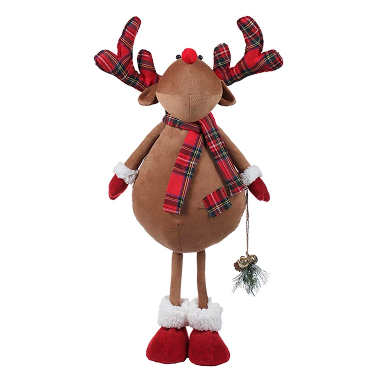 DANSON DECOR Christmas Brown and Red Fabric Standing Reindeer, 22 Inches, 1 Count 062615824617