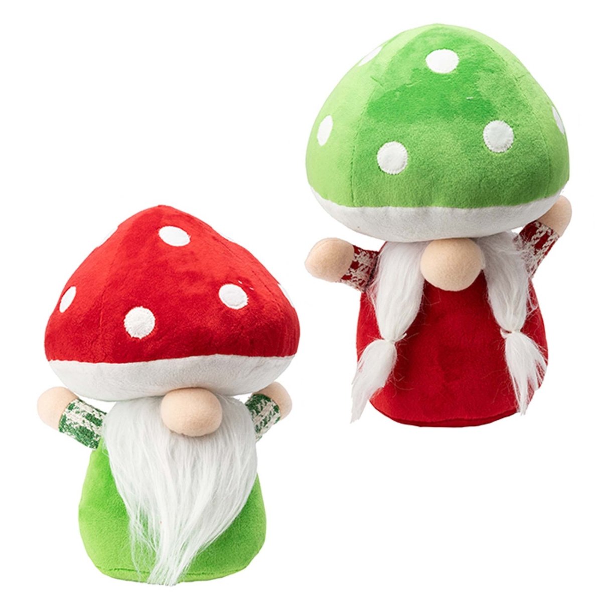 DANSON DECOR Christmas Fabric Standing Mushroom Gnome, 10 Inches, Assortment, 1 Count 062615857479