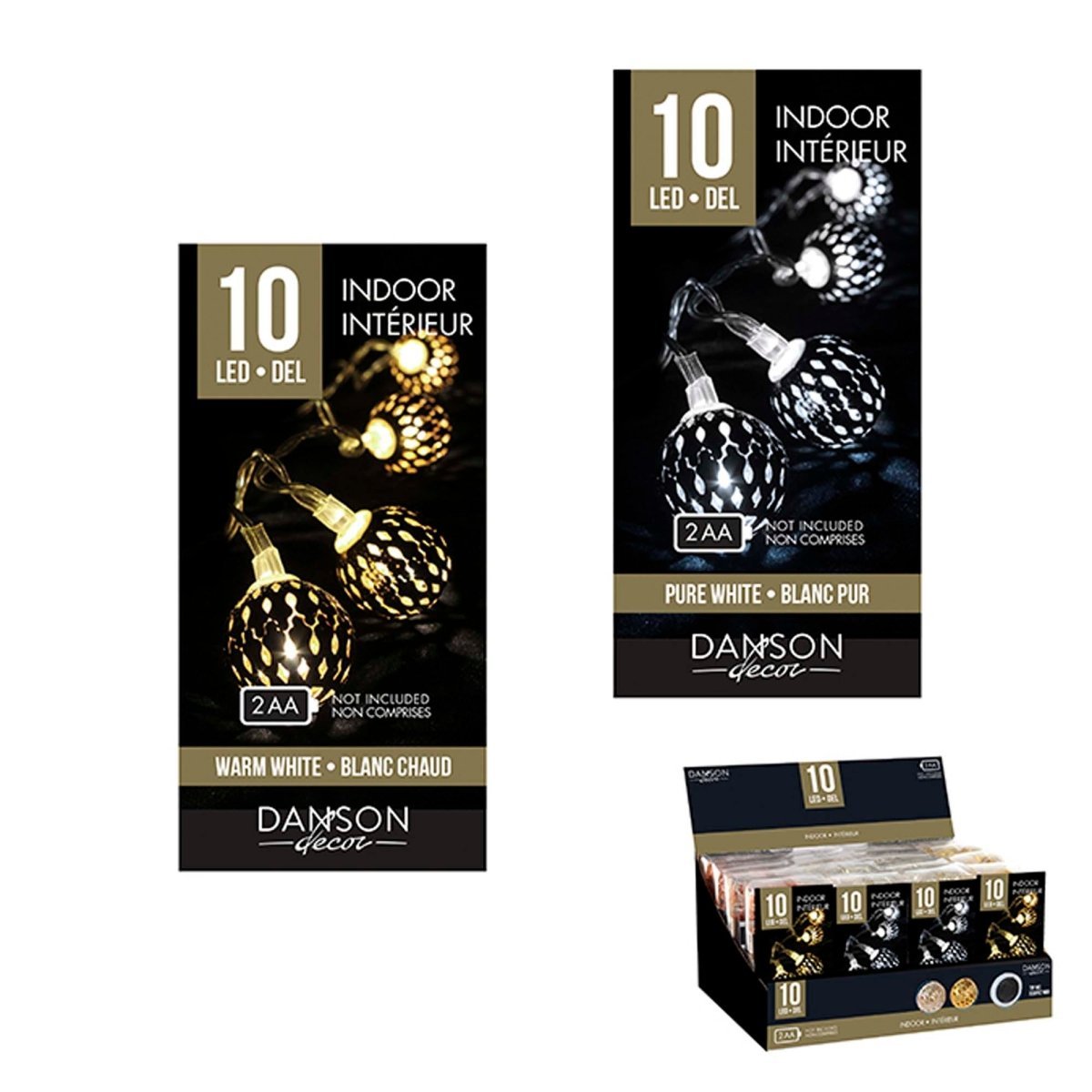 DANSON DECOR Christmas Metal Ball LED String Lights, Assortment, 1 Count 062615992033