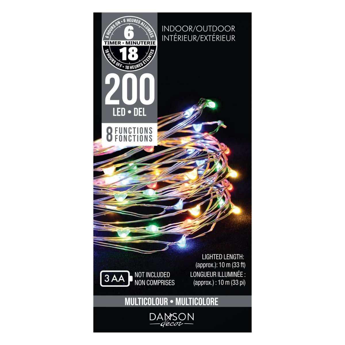 DANSON DECOR Christmas Microdot Multicolour LED Lights, 396 Inches, 1 Count 062615774783