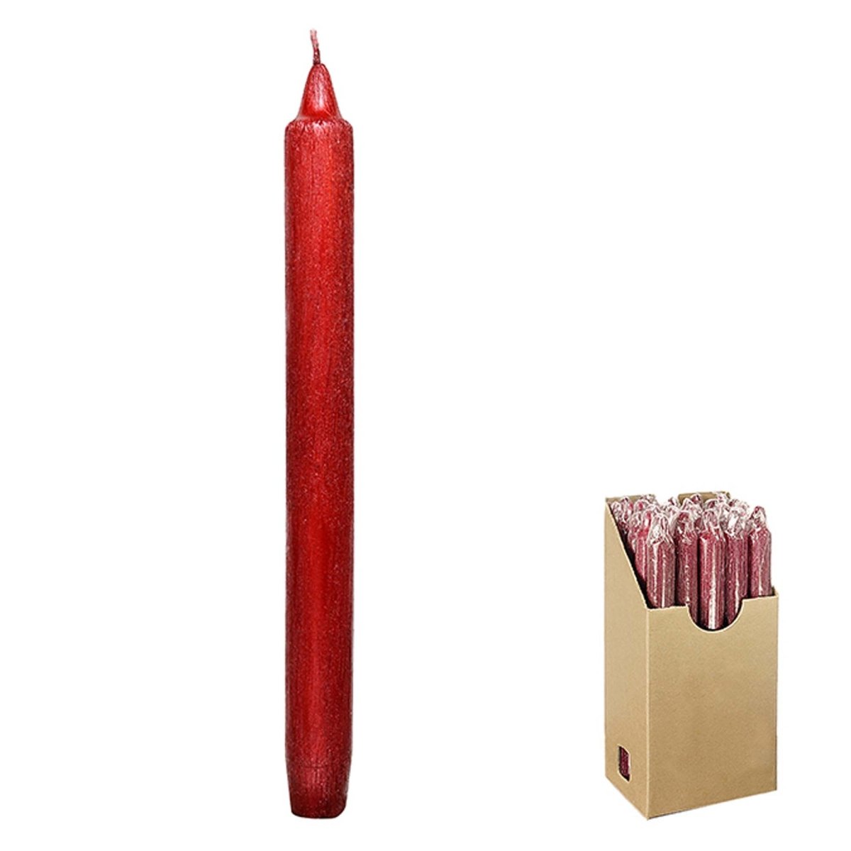 DANSON DECOR Christmas Red Metallic Brushed Dinner Candle, 1 Count 062615919856