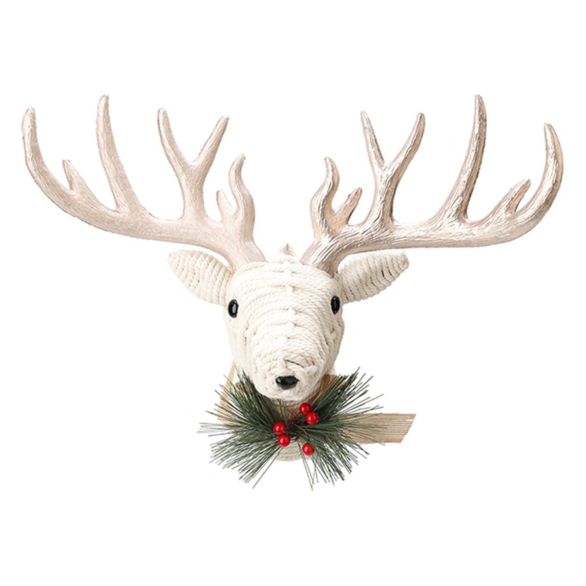 DANSON DECOR Christmas Weaved Rope Covered Reindeer Head, 17 x 13 Inches, 1 Count 062615852016