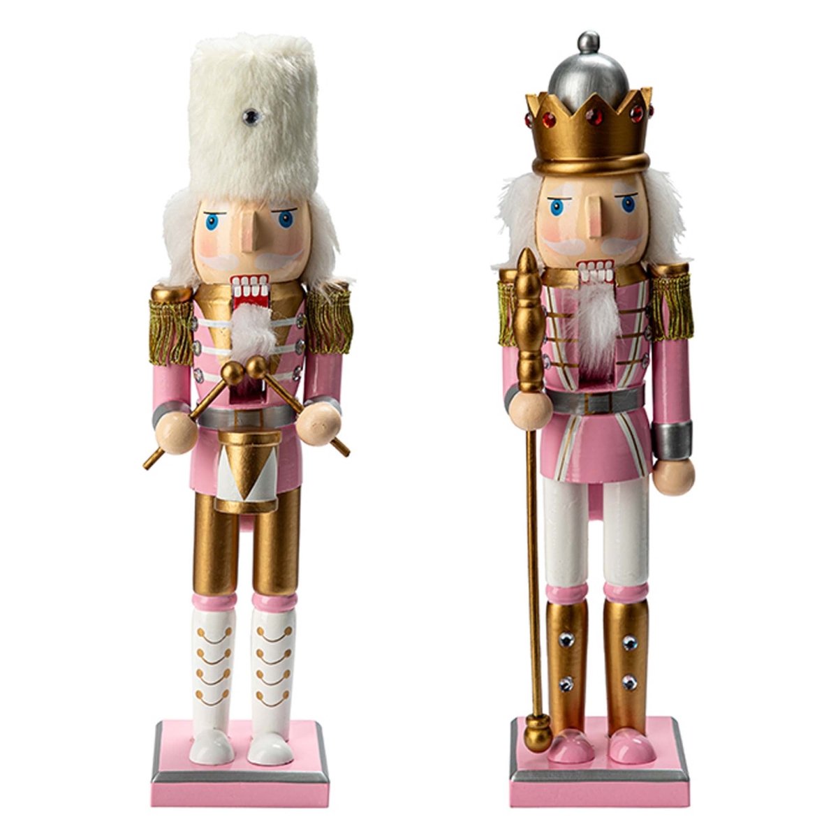 DANSON DECOR Christmas Wooden Soldier Nutcracker, Pink, 15 Inches, Assortment, 1 Count 062615848187