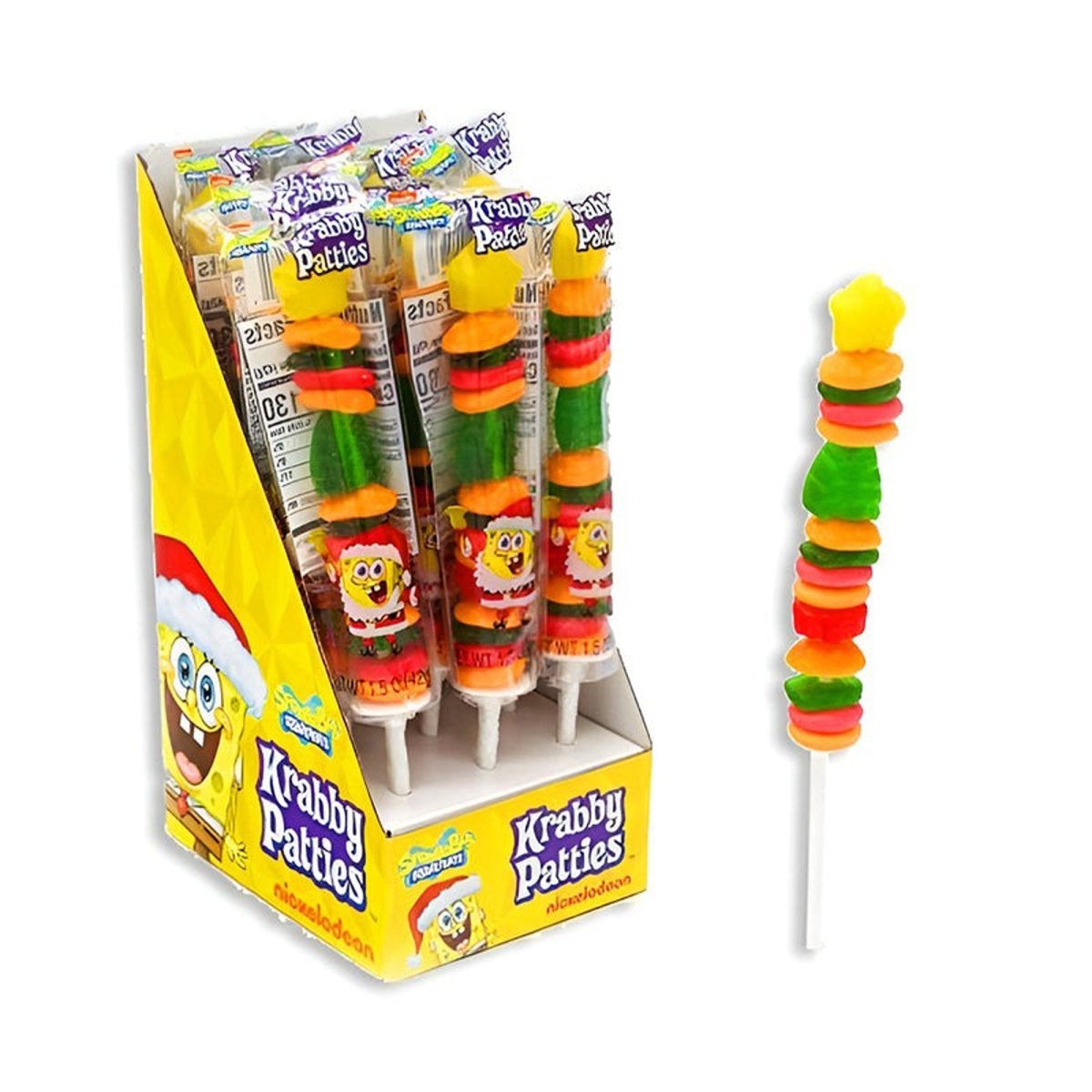 DISTRIBUTION JJ CANDY Christmas SpongeBob Krabby Patty Candy Kabob, 1 Count 041376405471