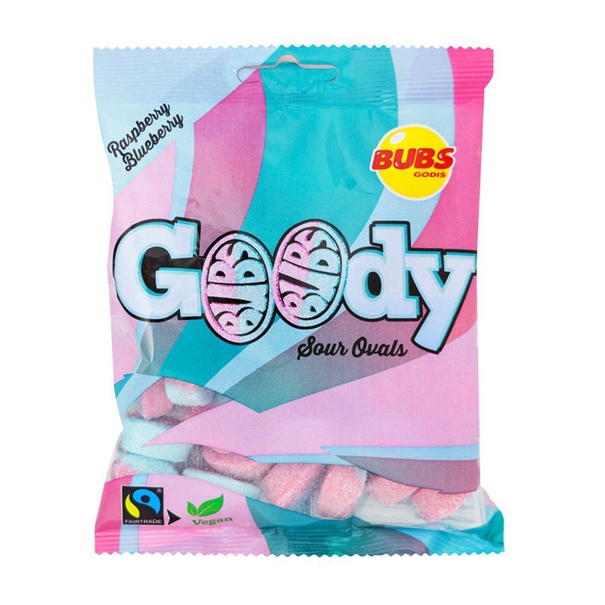 DISTRIBUTION JJ CANDY Impulse Buying Bubs Goody Sour Raspberry Ovals Candies, 90g, 1 Count 739307718615
