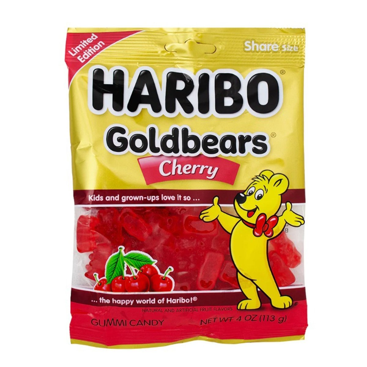 DISTRIBUTION JJ CANDY Impulse Buying Haribo Goldbears Cherry Candies, 113g, 1 Count 042238725522