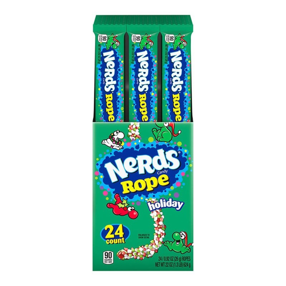 DISTRIBUTION JJ CANDY Impulse Buying Nerds Holiday Rope Candy, 26g, 1 Count 041420047459