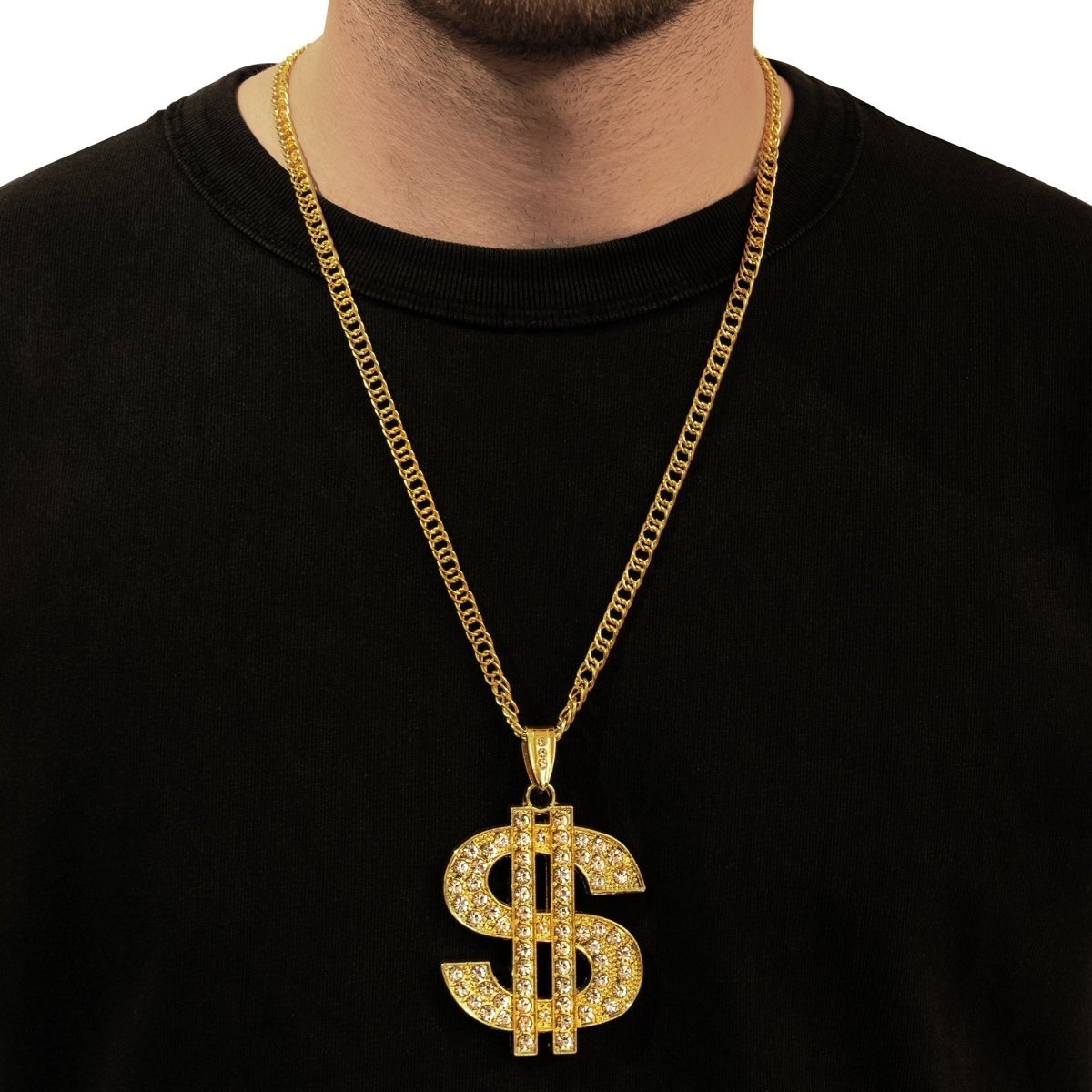 DONGGUAN HUAWANG ORNAMENT MANUFACTORY Costume Accessories Long Chain with Dollar Sign Pendant, 28 Inches, 1 Count 840482507006