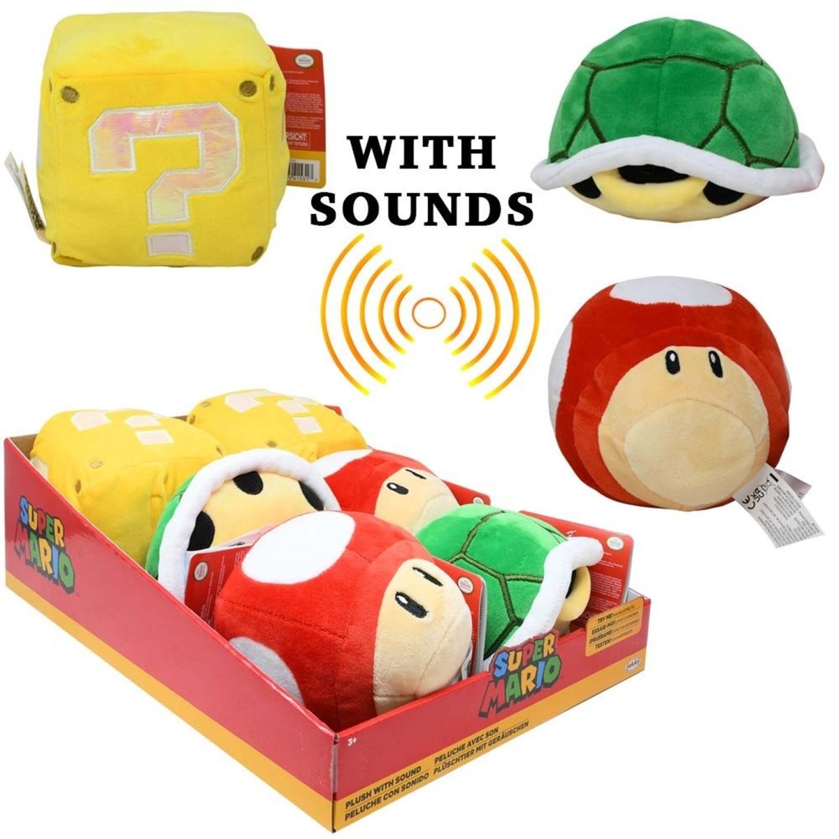 EE Distribution Plushes Super Mario Bros Plush with sounds, assorted, 1 count