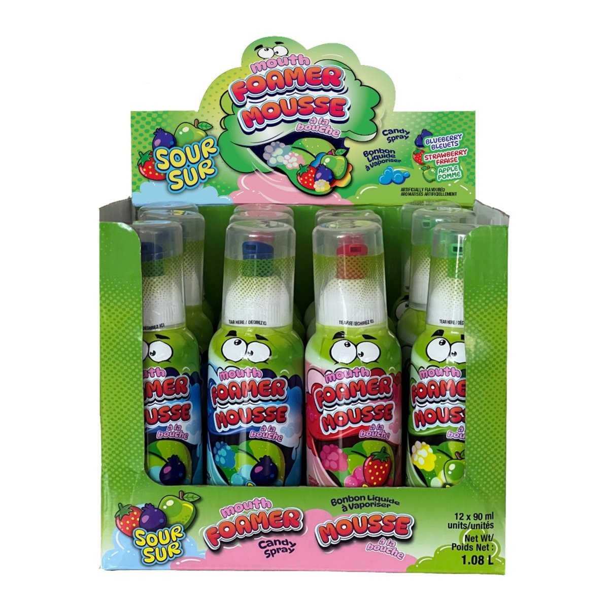 EXCLUSIVE CANDY & NOVELTY DISTRIBUTING LTD Impulse Buying Sour Candy Spray Mouth Foamer, 90ml, Assortment, 1 Count 60631935355