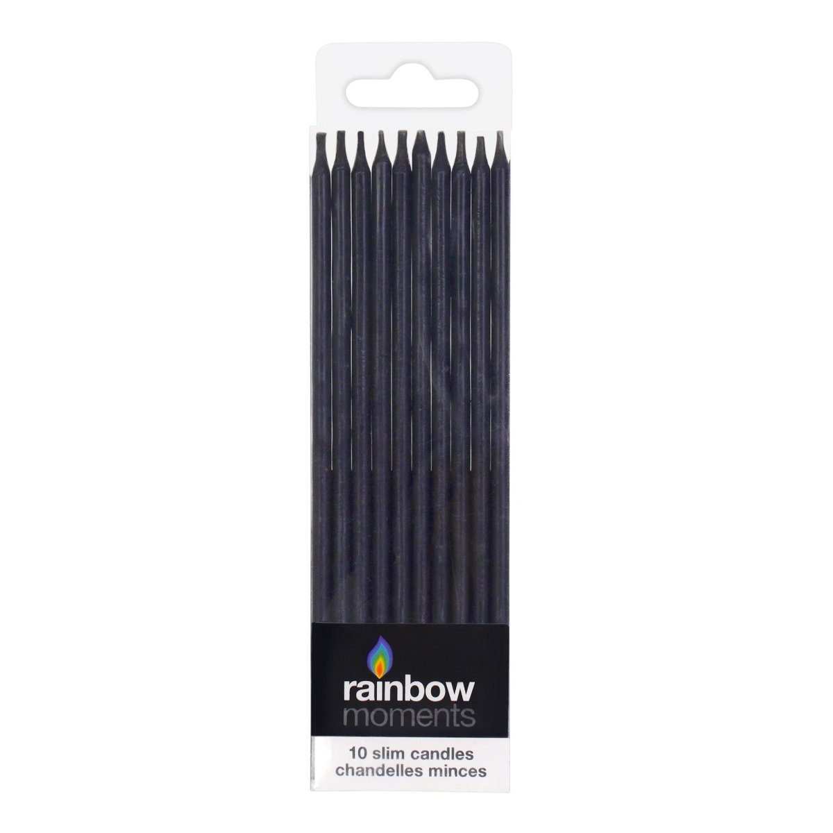 GLOCO ACCENTS INC Cake Supplies Black Slim Cake Candles, 5.9 Inches, 10 Count 885093012518