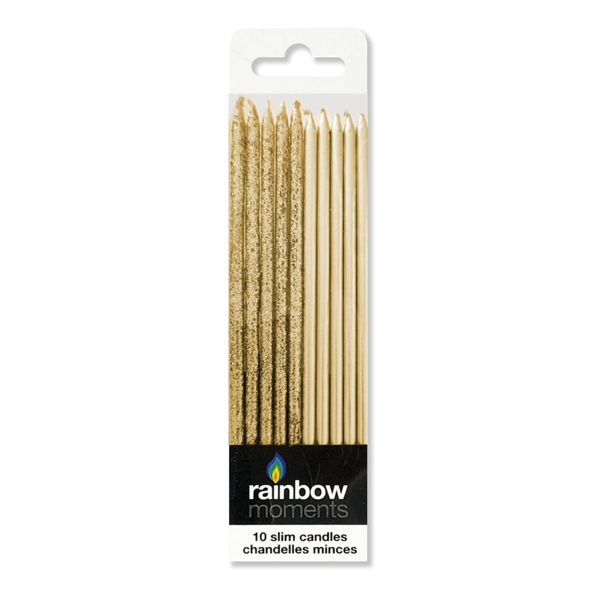 GLOCO ACCENTS INC Cake Supplies Gold Glitter Slim Cake Candles, 5.9 Inches, 10 Count 885093009839