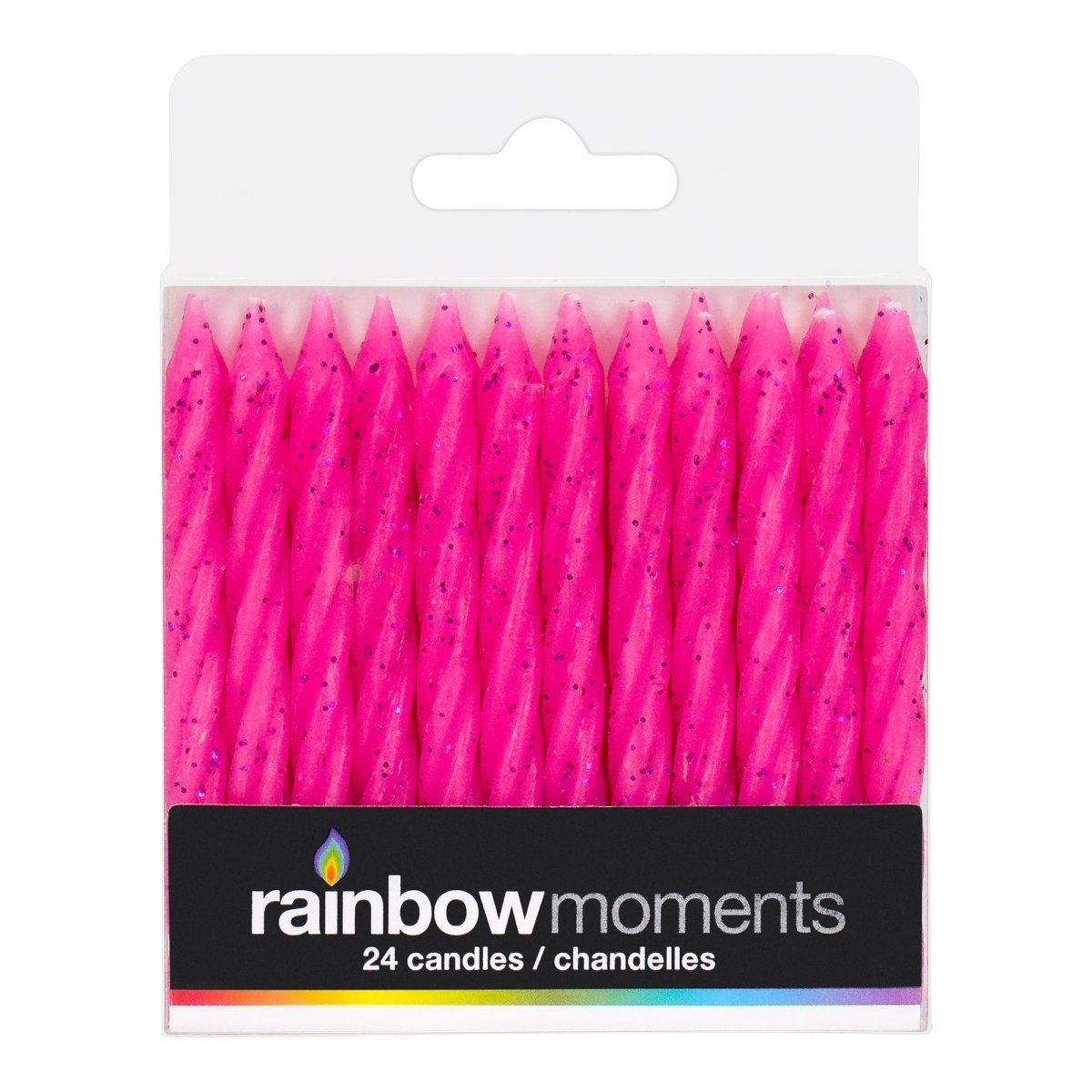 GLOCO ACCENTS INC Cake Supplies Pink Glitter Spiral Cake Candles, 24 Count 885093011979