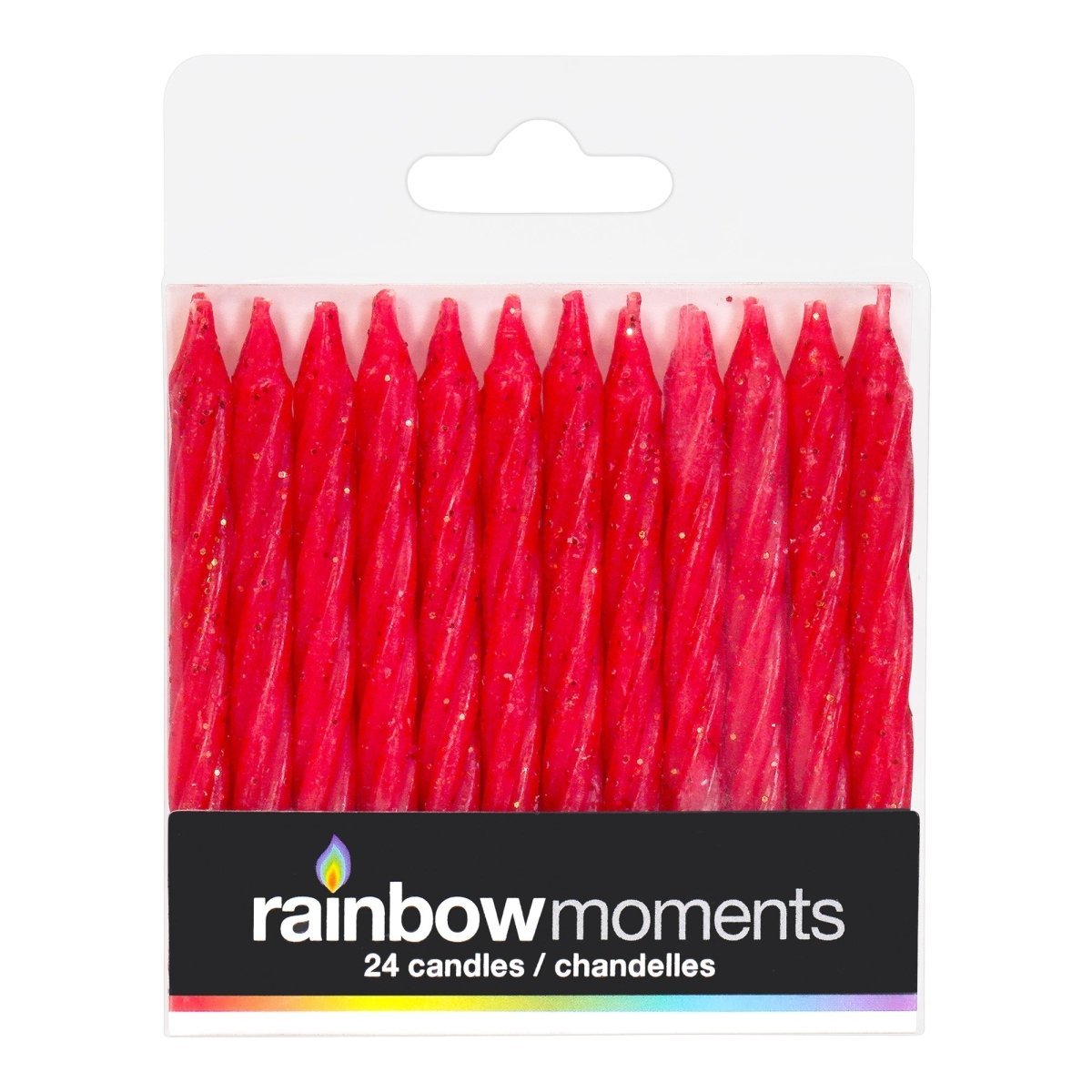 GLOCO ACCENTS INC Cake Supplies Red Glitter Spiral Cake Candles, 24 Count 885093011986