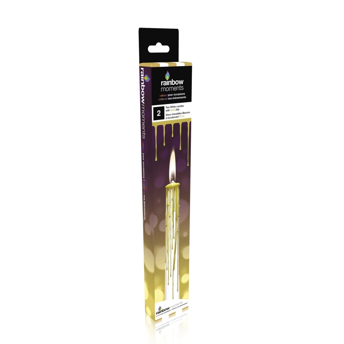 GLOCO ACCENTS INC Decorations White Candles with Gold Drip, 10.25 Inches, 2 Count 885093006845