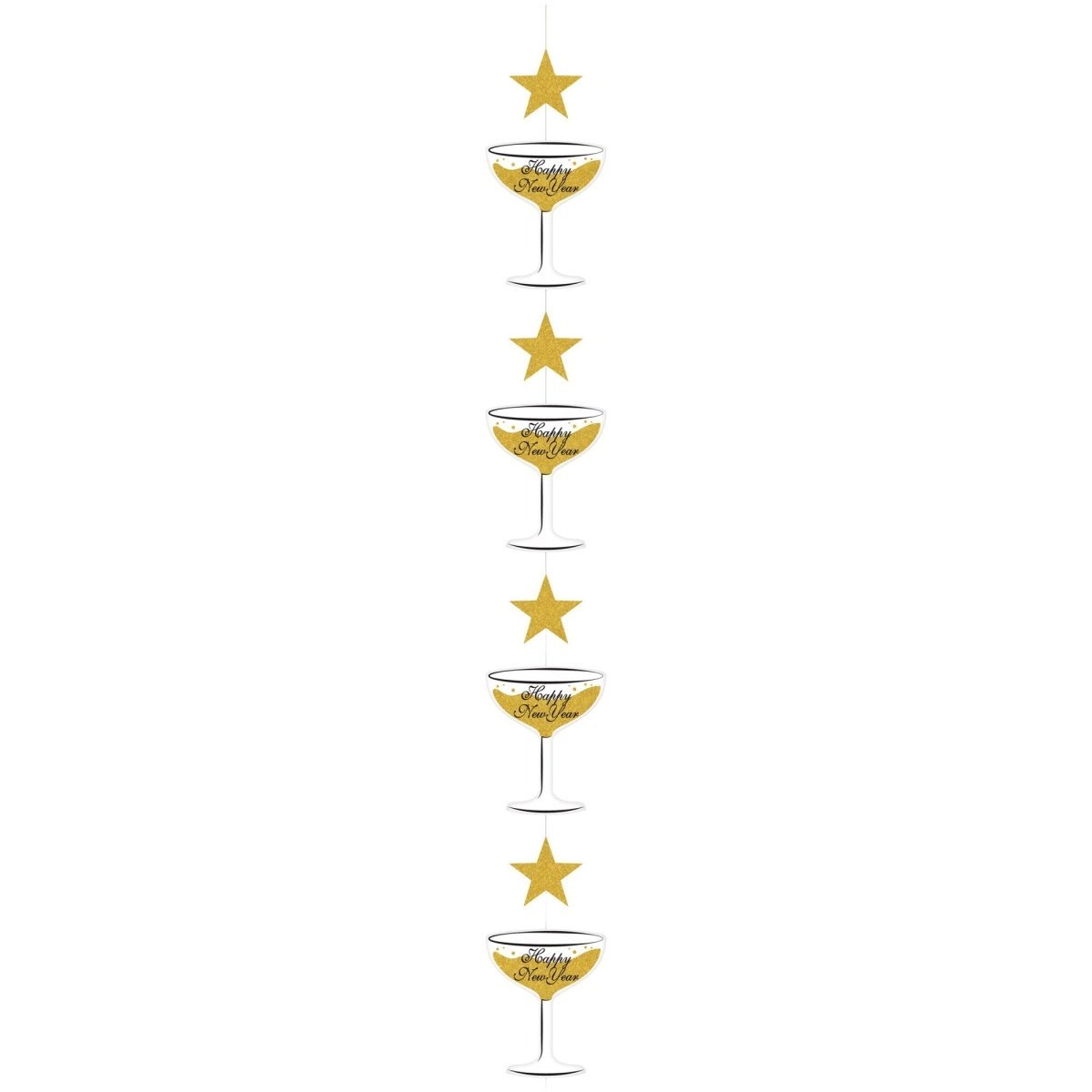 GLOCO ACCENTS INC New Year Happy New Year Champagne Glass Hanging Decoration, 47 Inches, 1 Count 885093014758