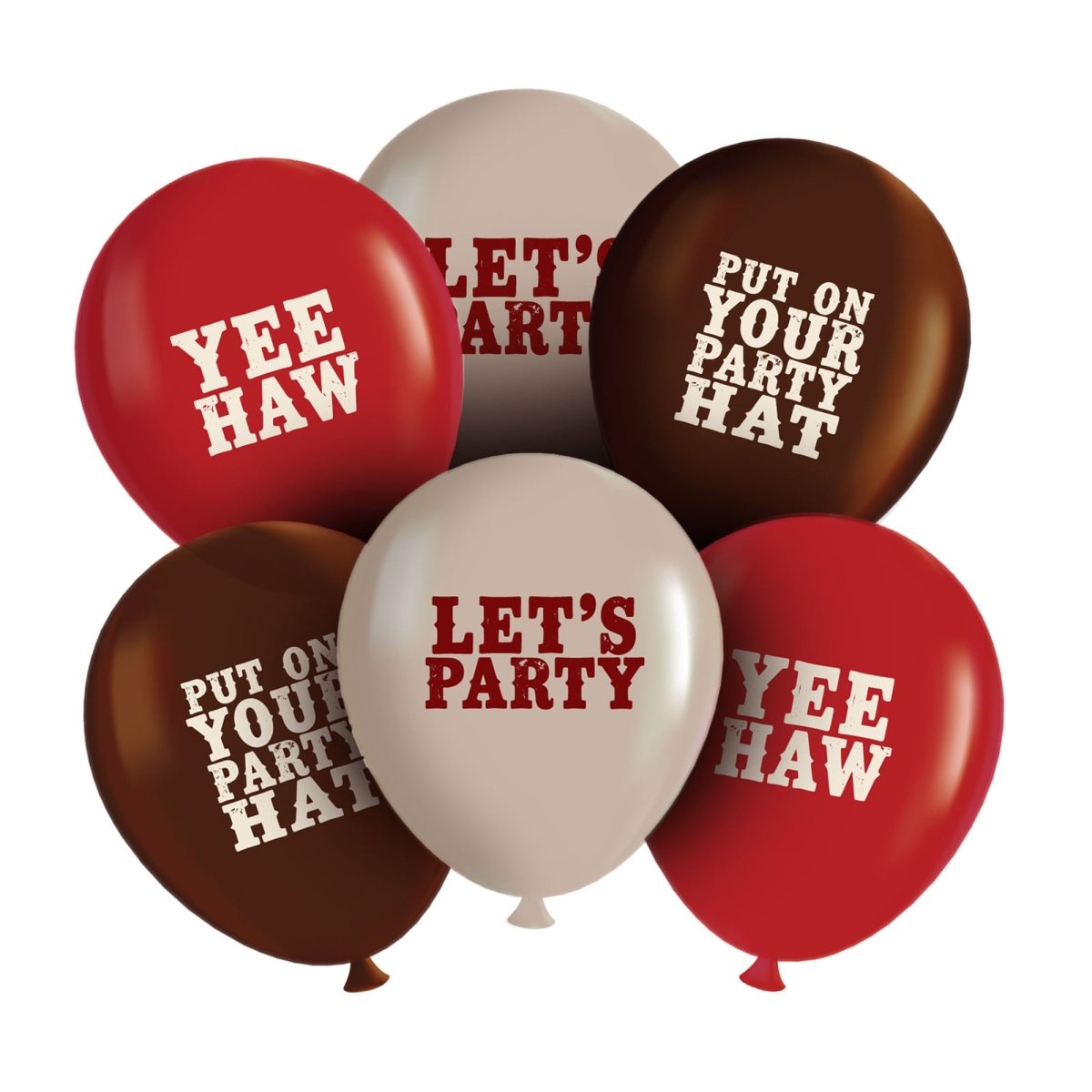 GLOCO ACCENTS INC Theme Party Western Yee Haw Latex Balloons, 6 Count 885093011757