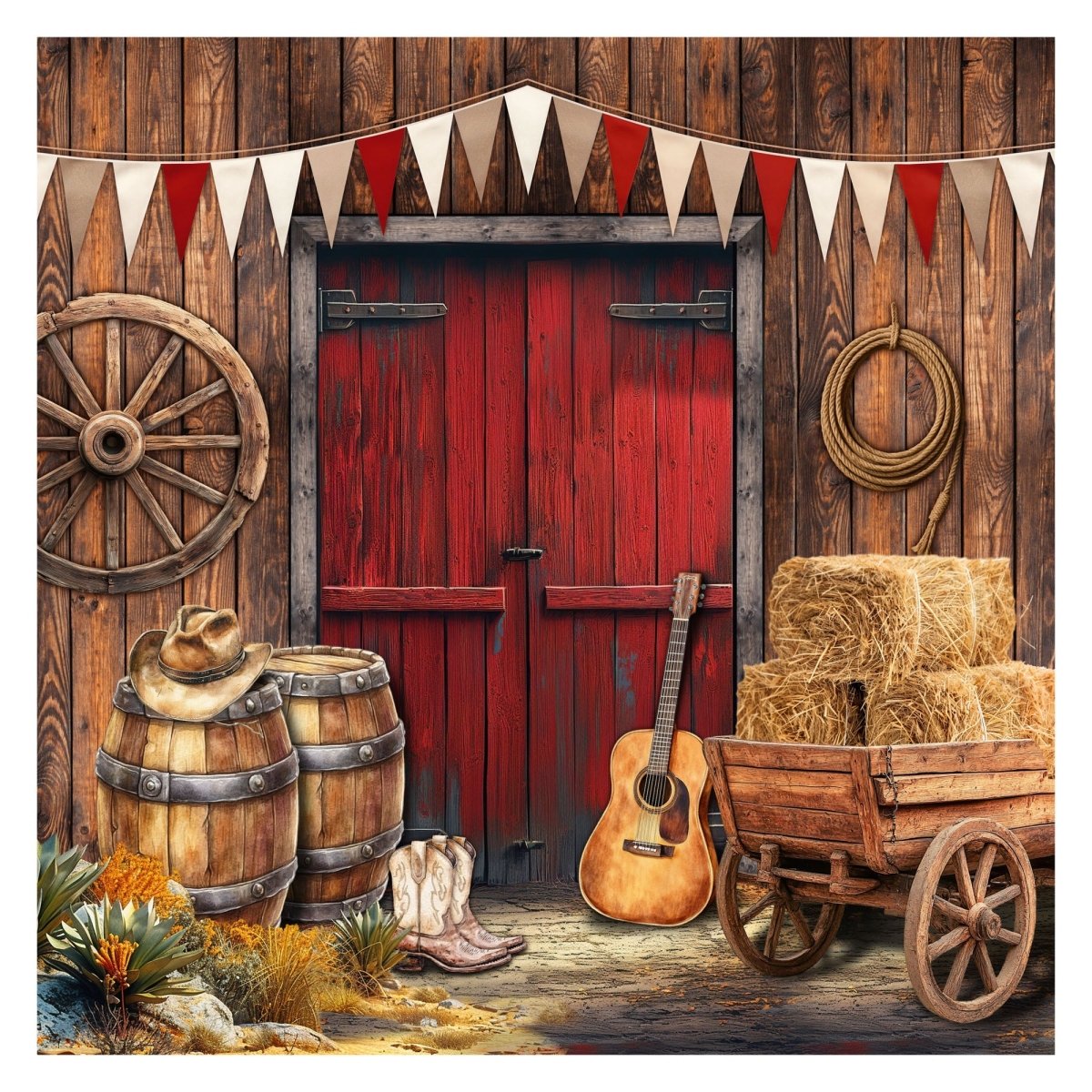 GLOCO ACCENTS INC Theme Party Western Yee Haw Scene Setter Backdrop, 1 Count 885093011818