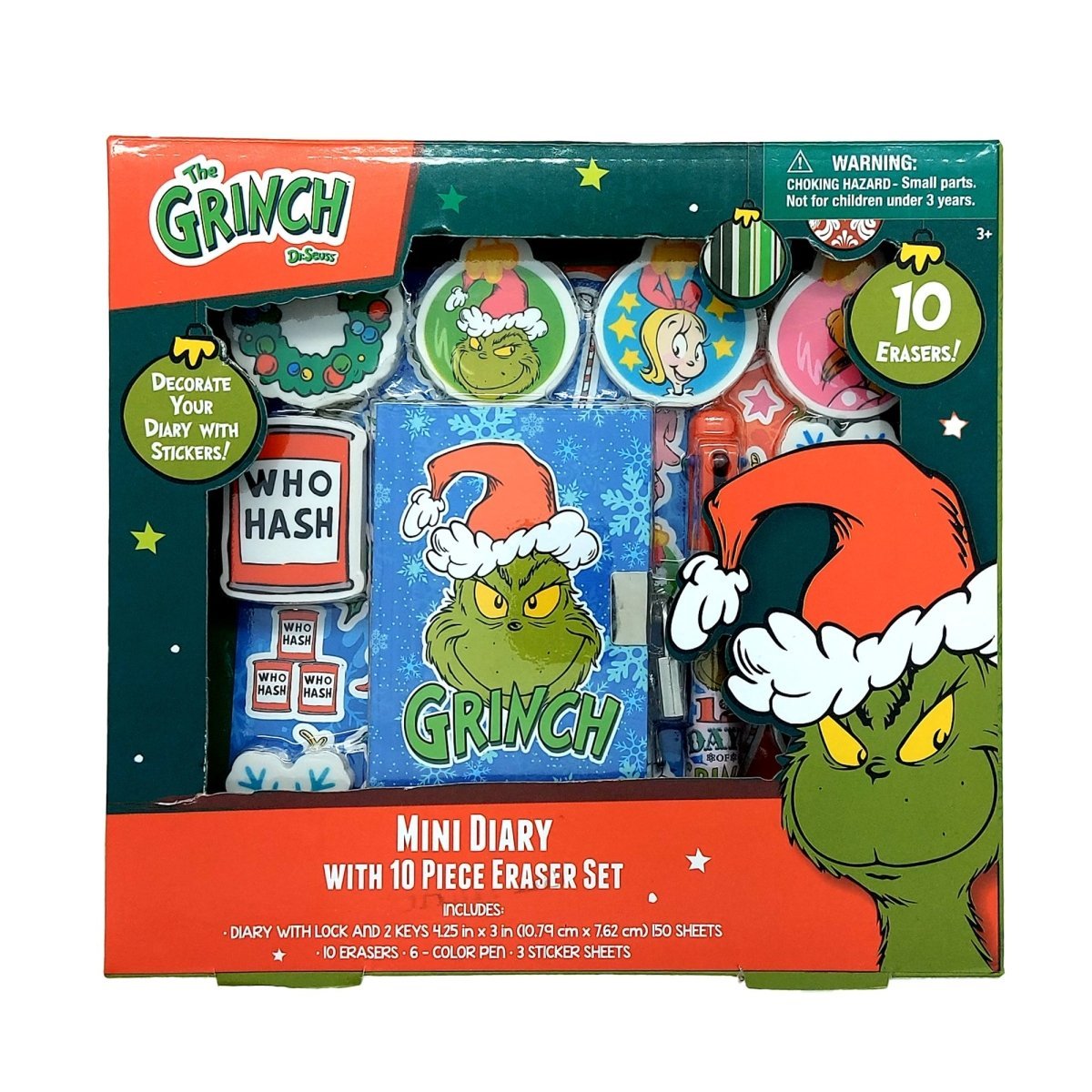 GROUPE RICOCHET Christmas Grinch Mini Diary Set, Dr. Seuss, 150 Sheets, 1 Count 191537192662