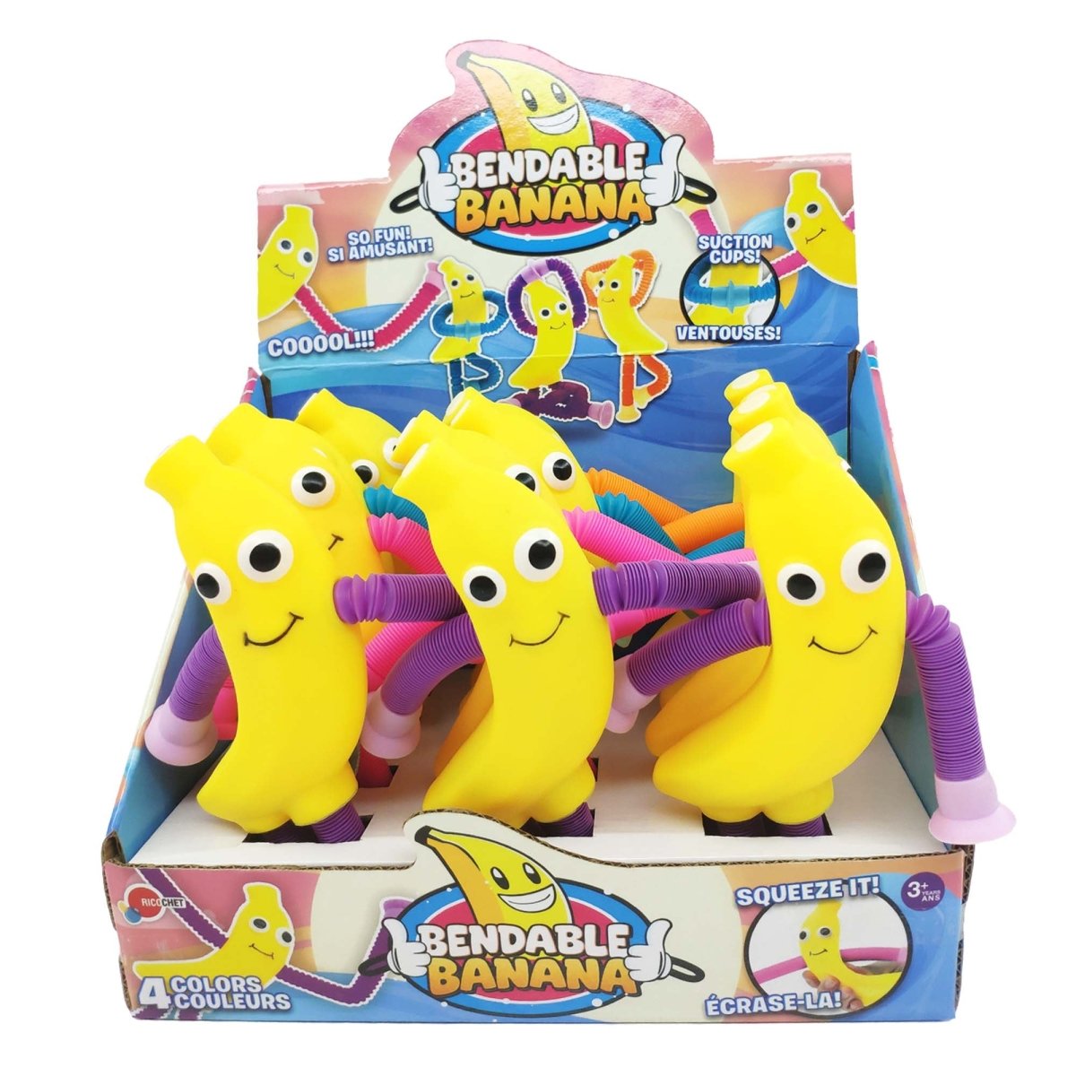 GROUPE RICOCHET Impulse Buying Bendable Banana Toy, Assortment, 1 Count 824464122289