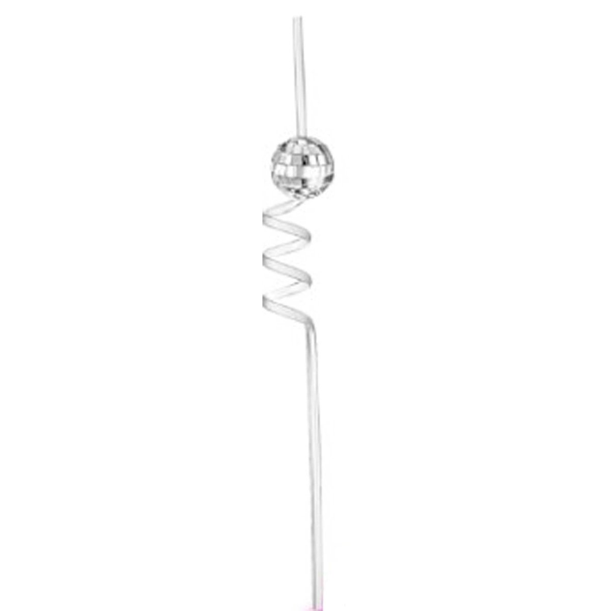 HMS NOUVEAUTE LTEE Theme Party Silver Disco Ball Straw, 1 Count 057543829308