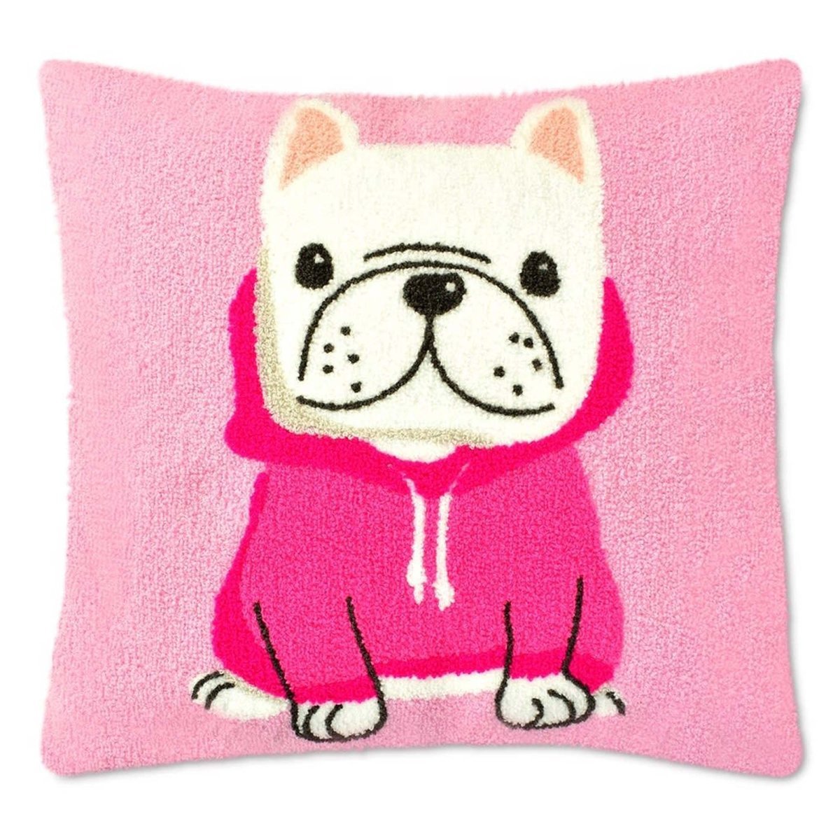 ISCREAM DIVISION Christmas Frenchie Chenille Pillow, 14 x 14 Inches, 1 Count 810161695178
