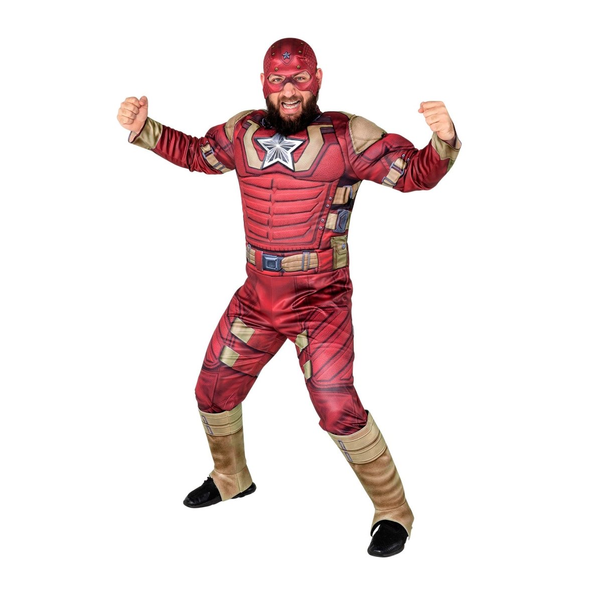 JAZWARES Costumes Red Guardian Qualux Costume for Adults, Marvel, Jumpsuit and Mask